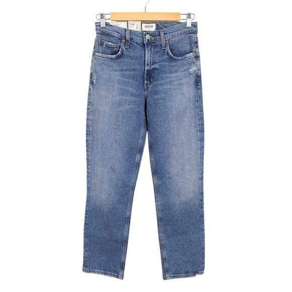 NWT Agolde Kye Mid-Rise Stretch Straight Crop In Notion Medium Wash Size 24